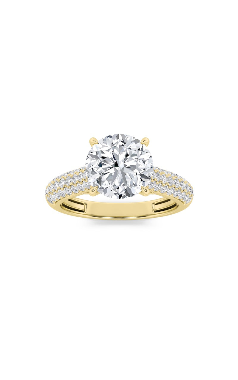 2.5Cttw Round Shaped Lab Grown Diamond (F/VS) Hidden Halo Accented Engagement Ring in 14K Gold