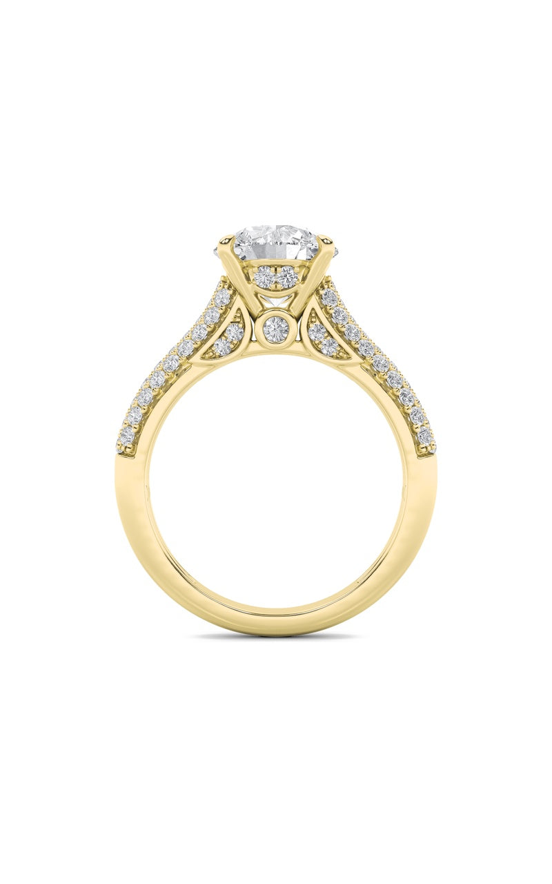 2.5Cttw Round Shaped Lab Grown Diamond (F/VS) Hidden Halo Accented Engagement Ring in 14K Gold