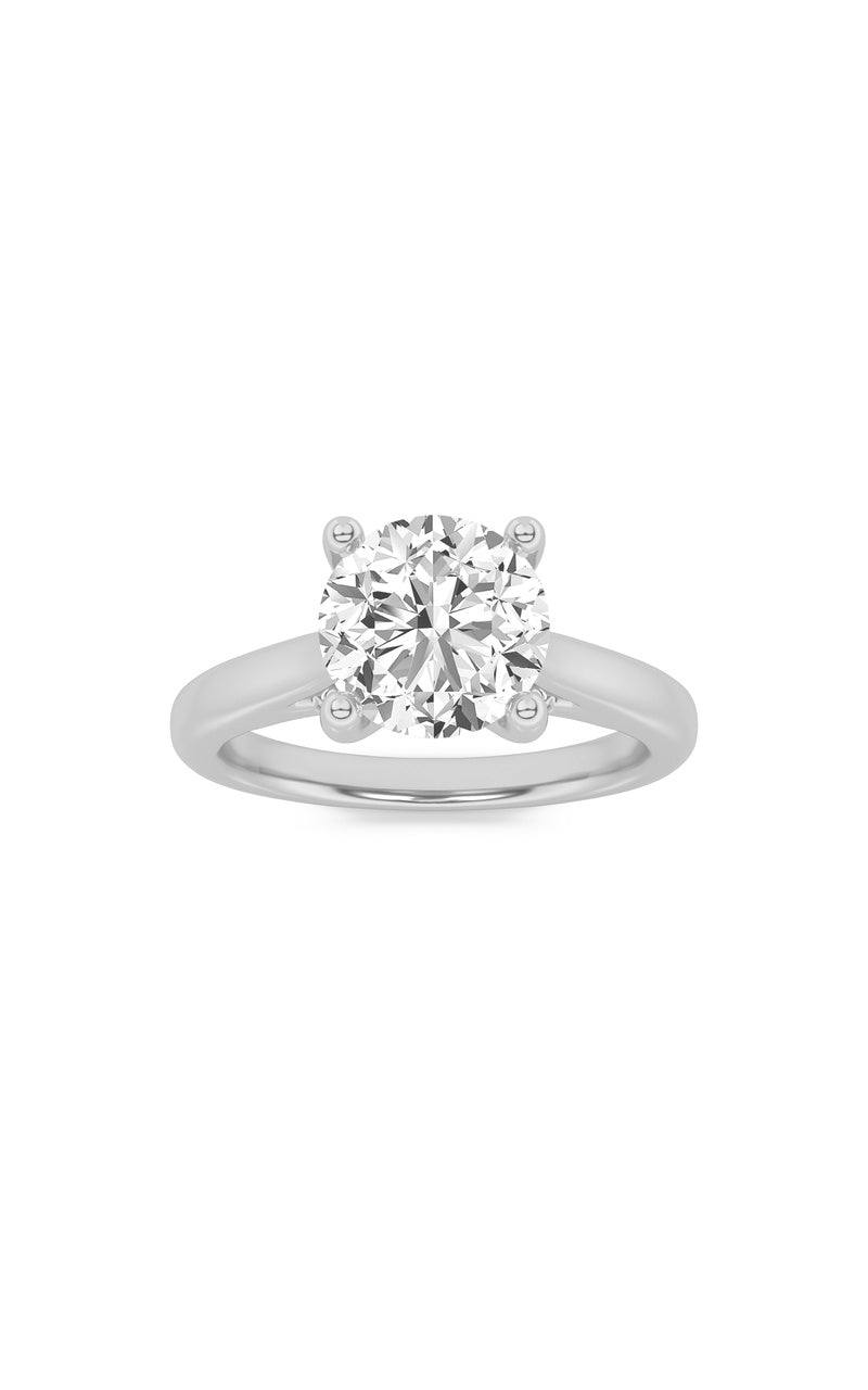 1Cttw Round Shaped Lab Grown Diamond (F/VS) Accented Enagement Ring in 14K Gold