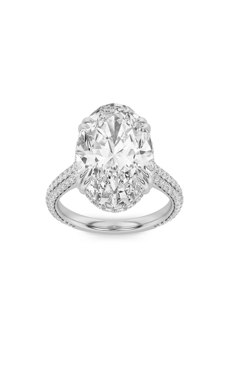 7Cttw Oval Shaped Lab Grown Diamond (F/VS) Bold Statement Accented  Ring in 14K Gold