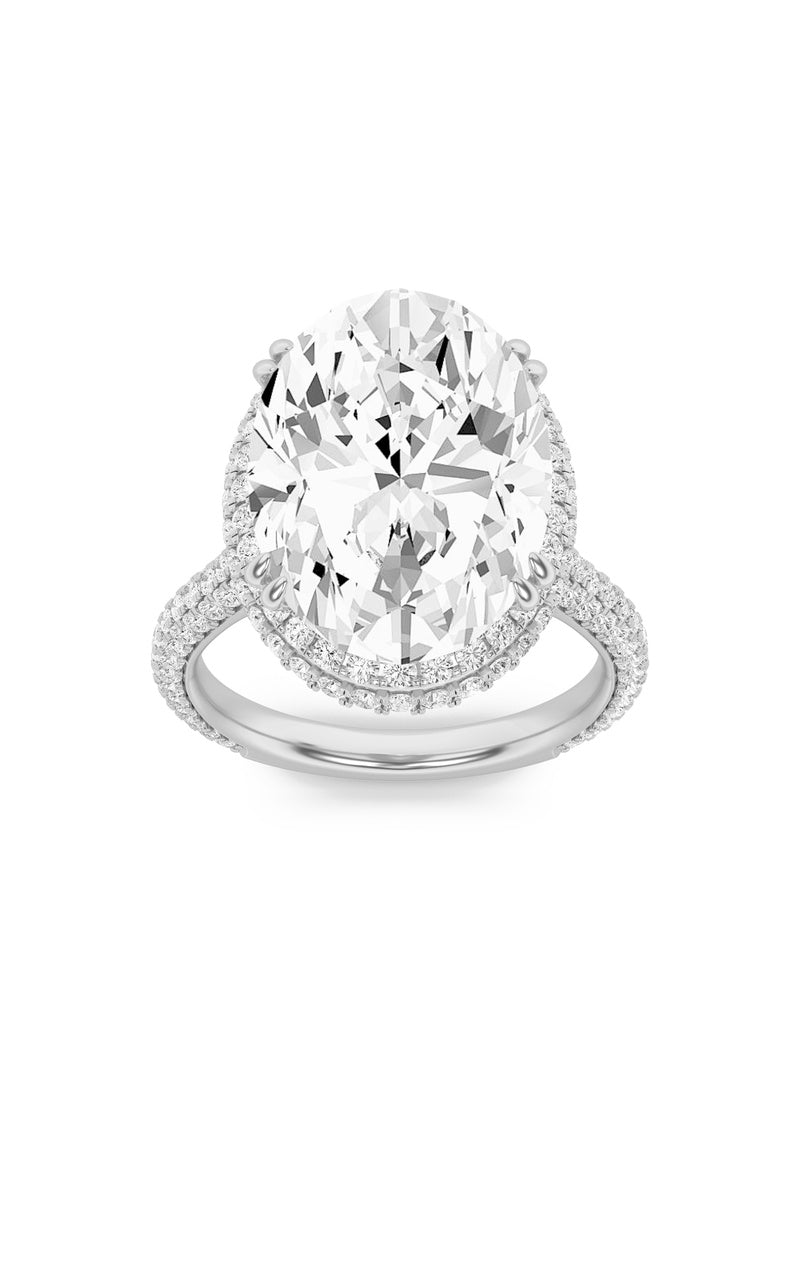 7.5Cttw Oval Shaped Lab Grown Diamond (F/VS) Bold Statement Accented  Ring in 14K Gold