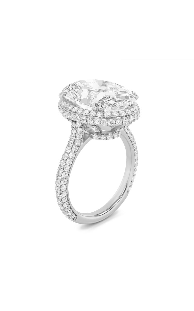 7.5Cttw Oval Shaped Lab Grown Diamond (F/VS) Bold Statement Accented  Ring in 14K Gold