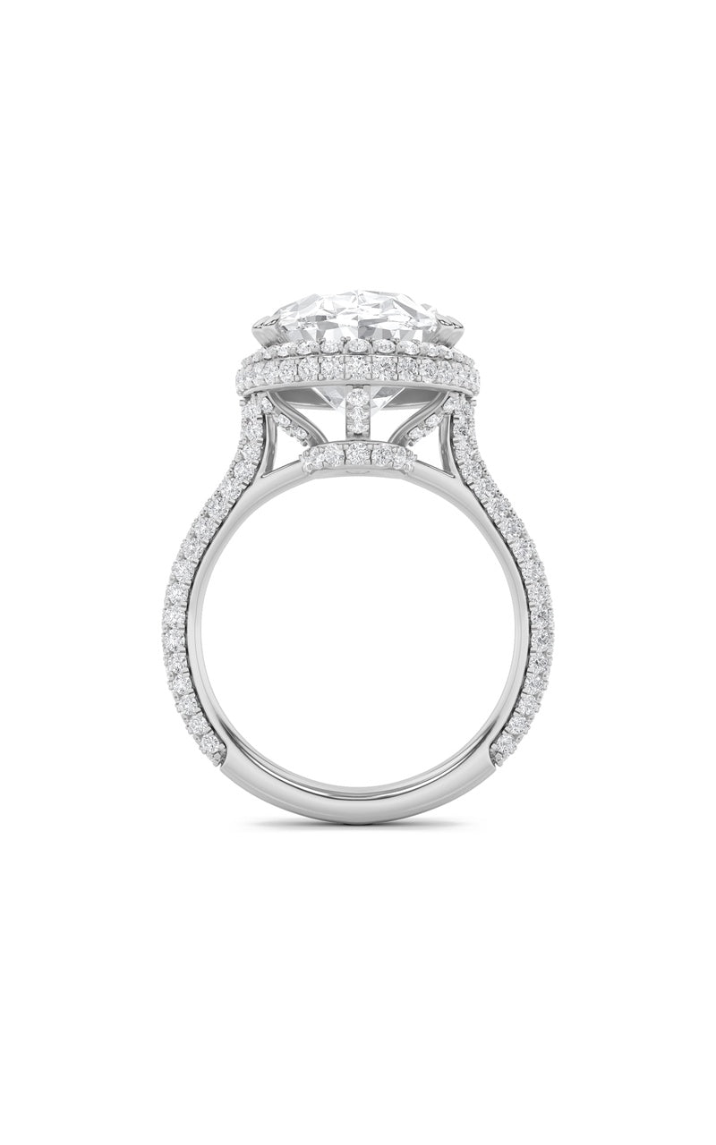 7.5Cttw Oval Shaped Lab Grown Diamond (F/VS) Bold Statement Accented  Ring in 14K Gold