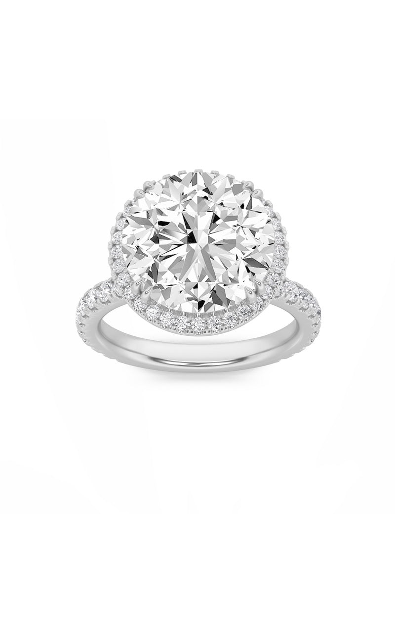 6Cttw Round Shaped Lab Grown Diamond (F/VS) Bold Statement Accented  Ring in 14K Gold