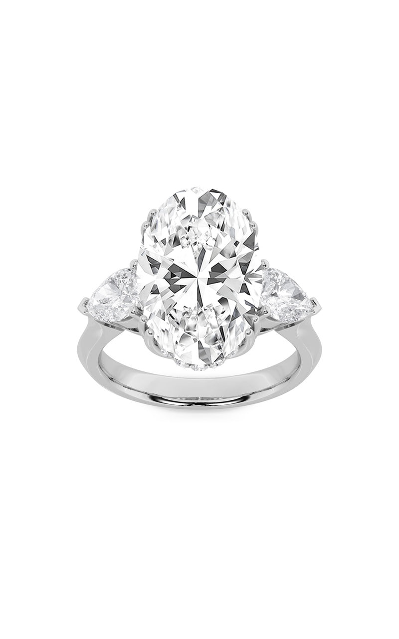 6.5Cttw Oval Shaped Lab Grown Diamond (F/VS) Bold Statement Accented  Ring in 14K Gold