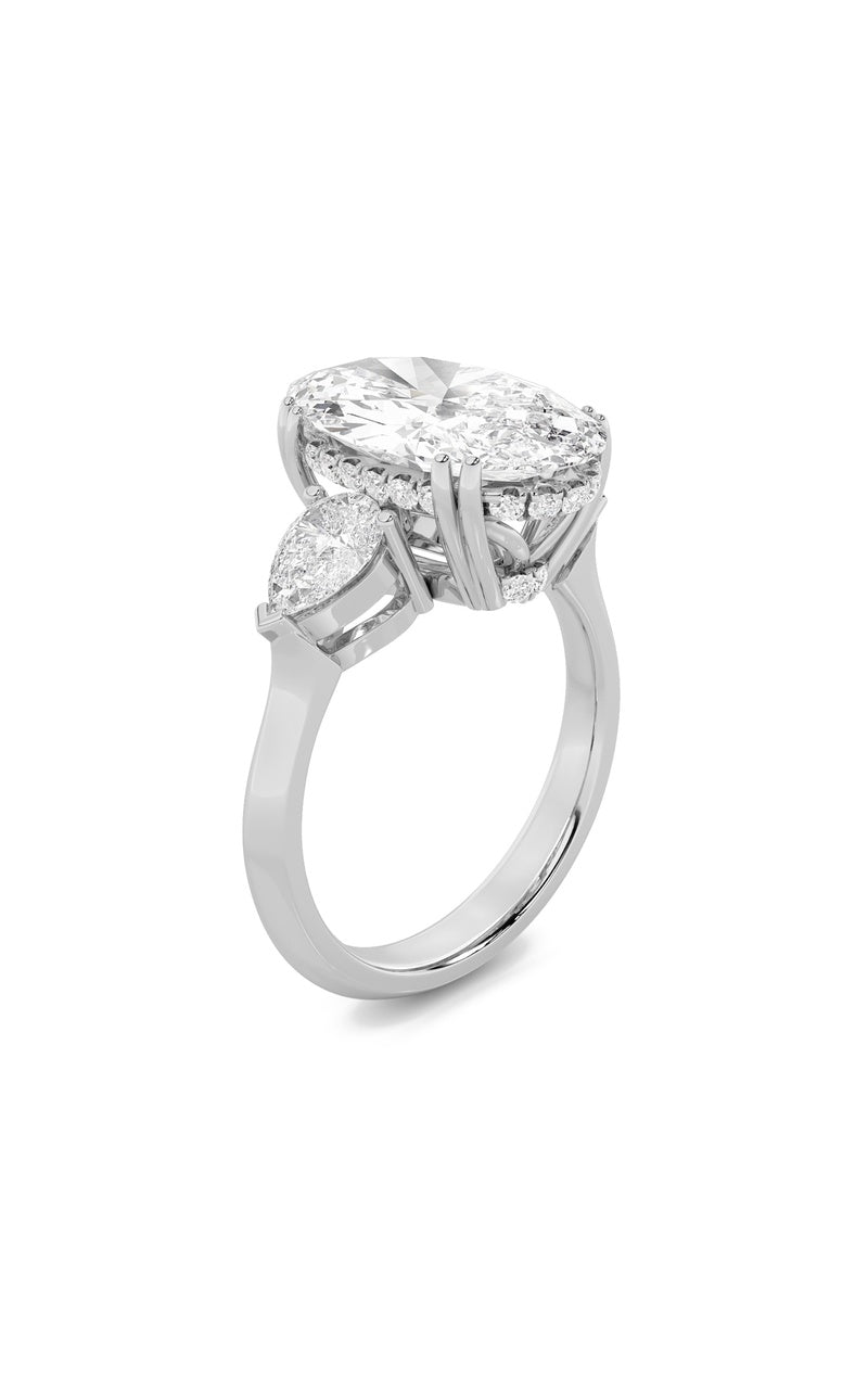 6.5Cttw Oval Shaped Lab Grown Diamond (F/VS) Bold Statement Accented  Ring in 14K Gold