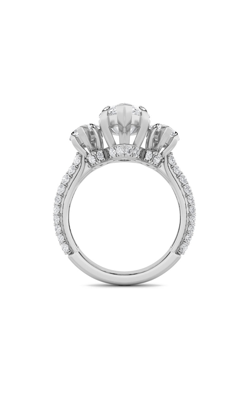 7.75Cttw Marquise Shaped Lab Grown Diamond (F/VS) Bold Statement Accented  Ring in 14K Gold