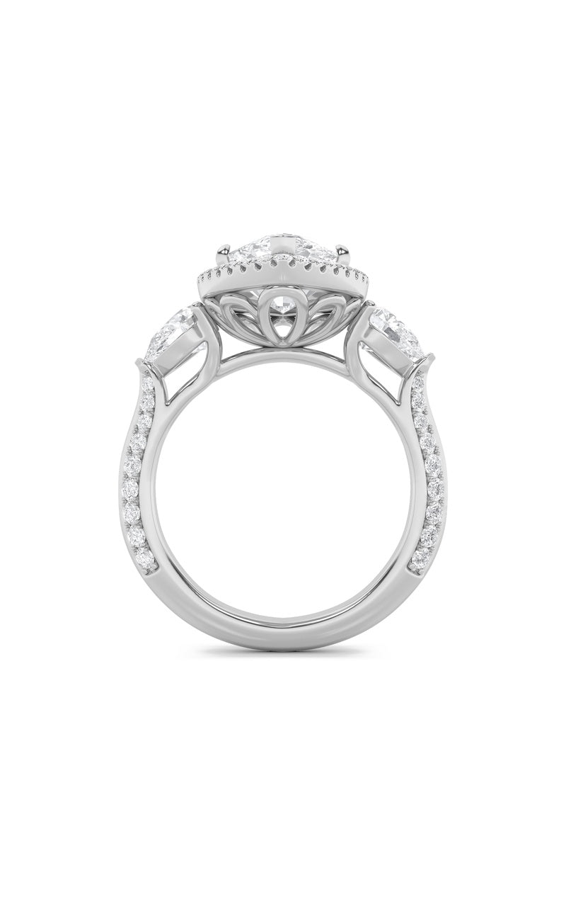 6.5Cttw Marquise Shaped Lab Grown Diamond (F/VS) Bold Statement Accented  Ring in 14K Gold