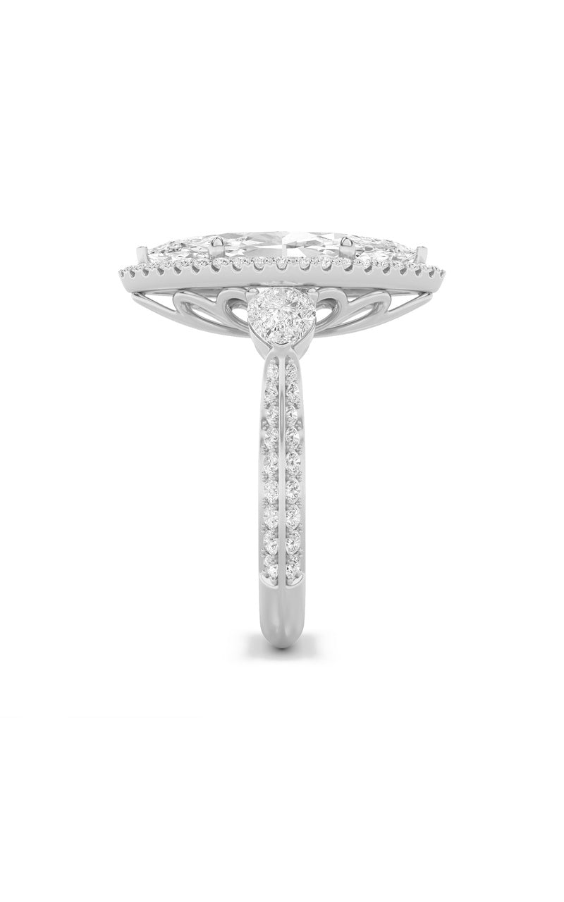 6.5Cttw Marquise Shaped Lab Grown Diamond (F/VS) Bold Statement Accented  Ring in 14K Gold