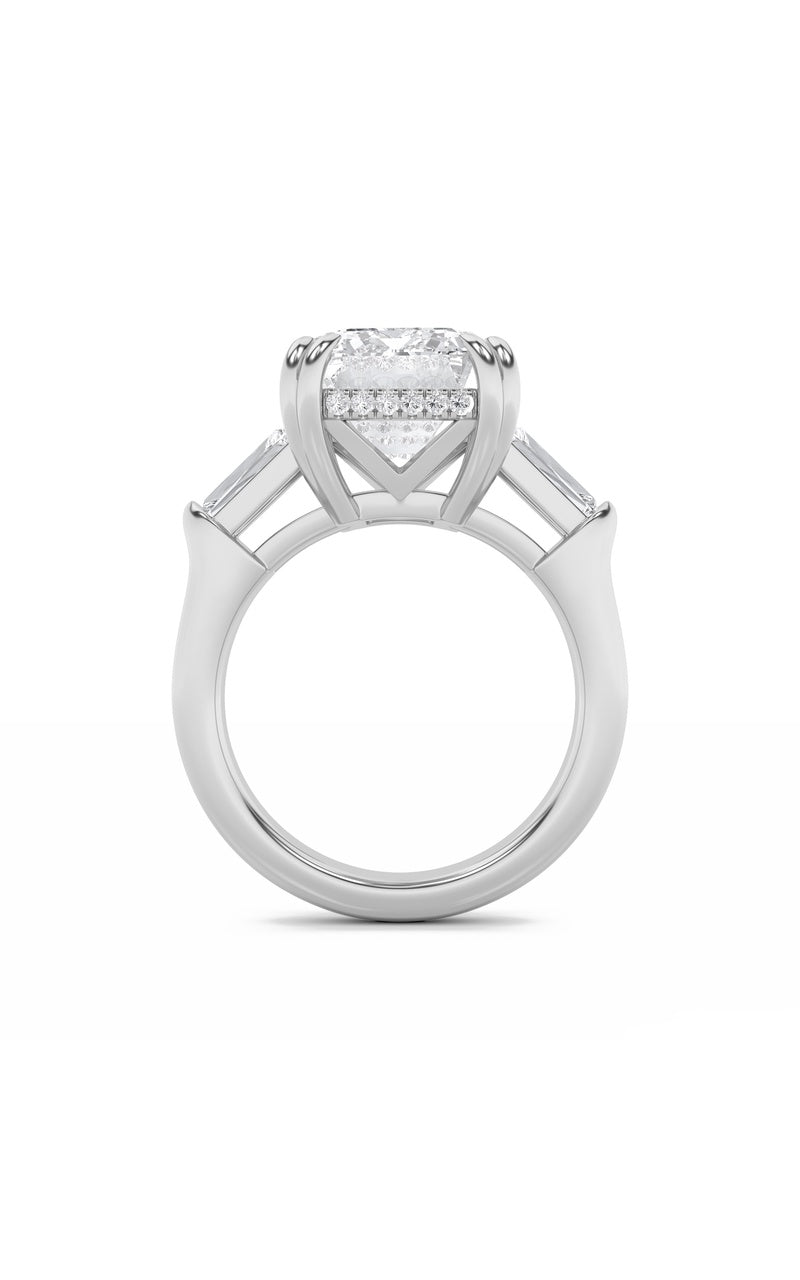 9Cttw Emerald Shaped Lab Grown Diamond (F/VS) Bold Statement Accented  Ring in 14K Gold