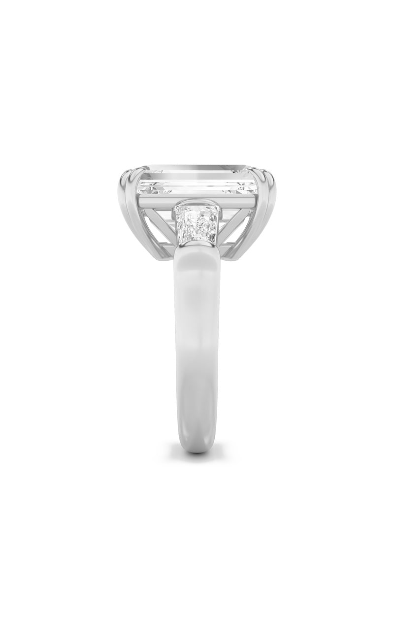 9Cttw Emerald Shaped Lab Grown Diamond (F/VS) Bold Statement Accented  Ring in 14K Gold