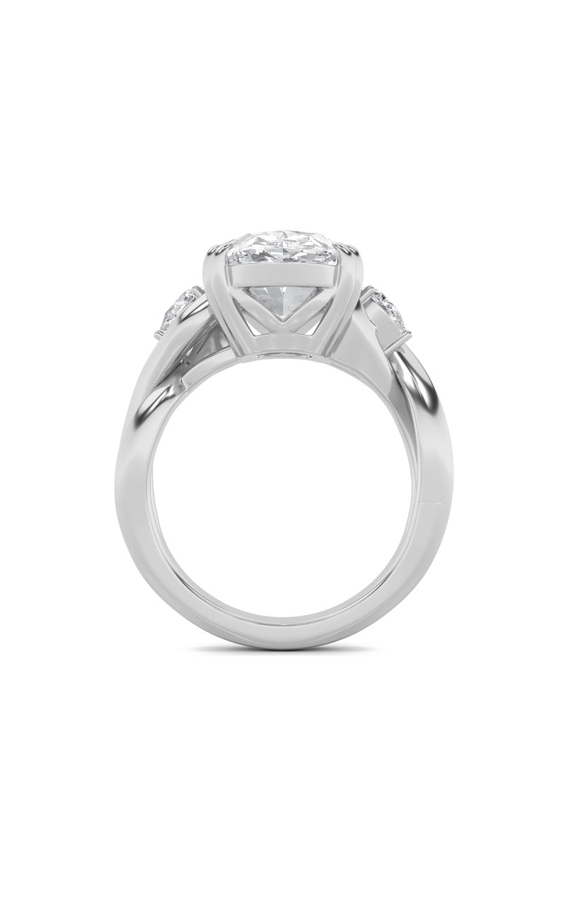 6.25Cttw Oval Shaped Lab Grown Diamond (F/VS) Bold Accented Engagement Ring in 14K Gold