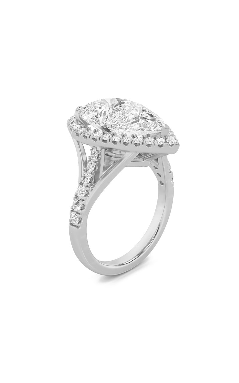 6Cttw Pear Shaped Lab Grown Diamond (F/VS) Bold Statement Accented  Ring in 14K Gold