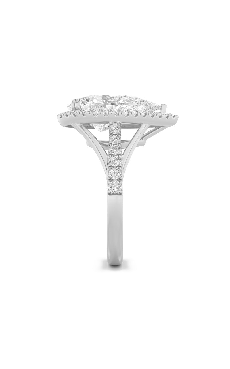 6Cttw Pear Shaped Lab Grown Diamond (F/VS) Bold Statement Accented  Ring in 14K Gold