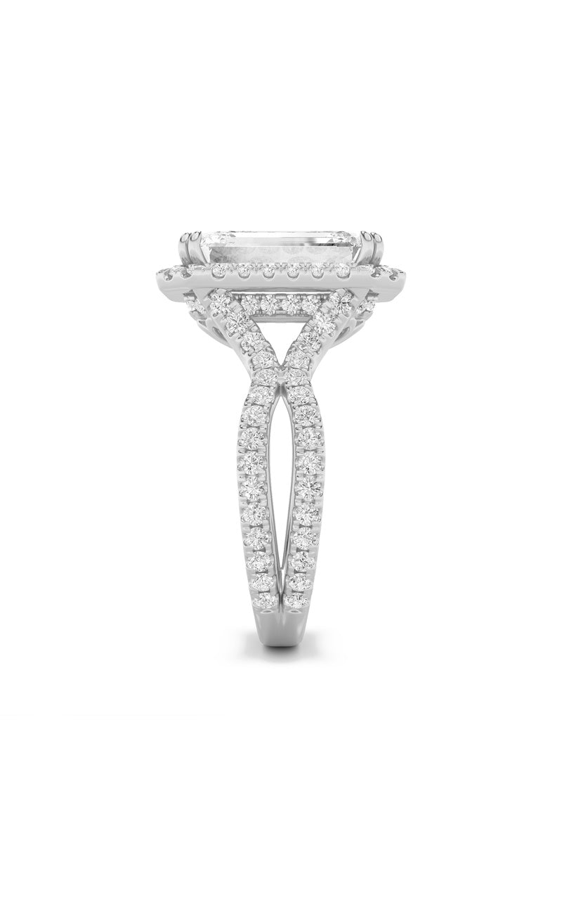 8Cttw Emerald Shaped Lab Grown Diamond (F/VS) Bold Statement Accented  Ring in 14K Gold