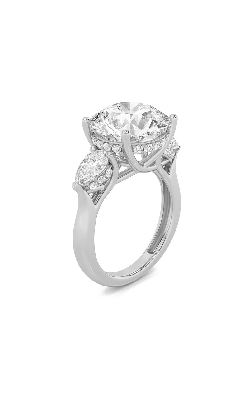 7.25Cttw Round Shaped Lab Grown Diamond (F/VS) Bold Accented Engagement Ring in 14K Gold
