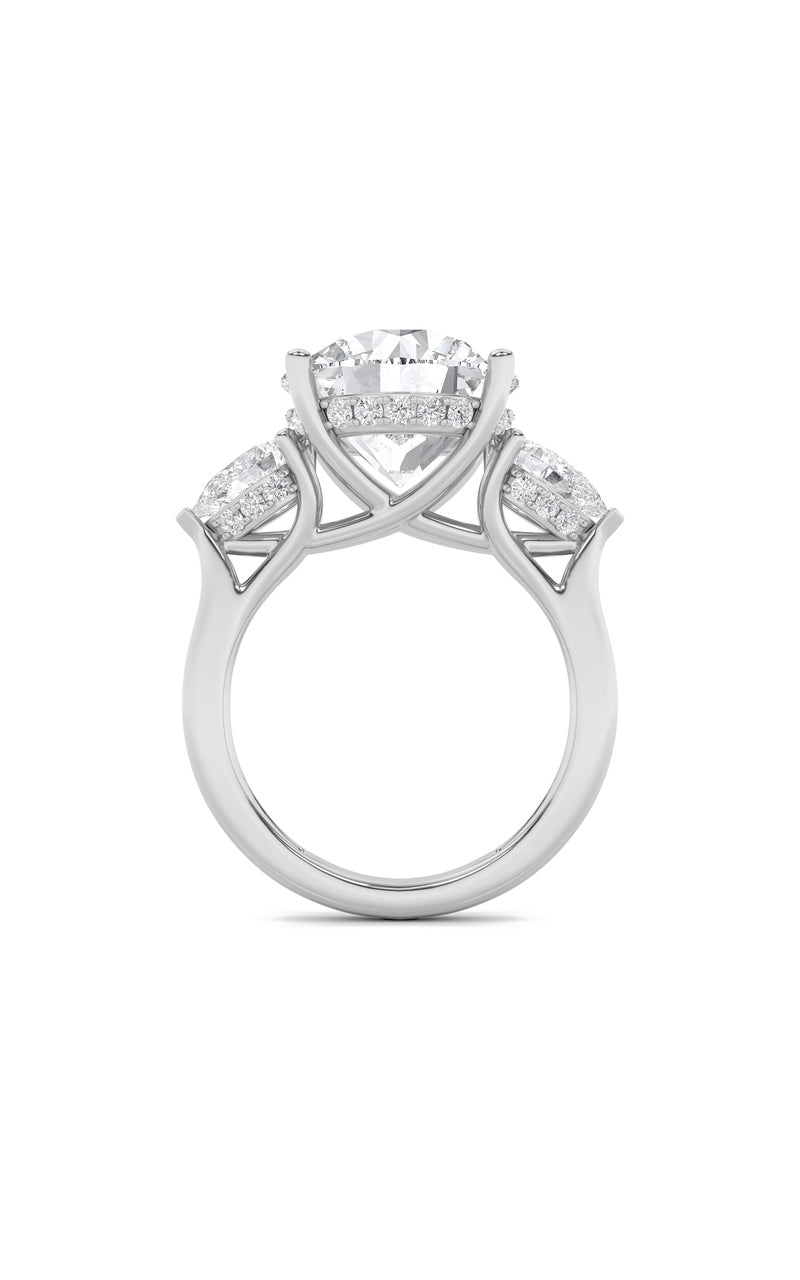 7.25Cttw Round Shaped Lab Grown Diamond (F/VS) Bold Accented Engagement Ring in 14K Gold