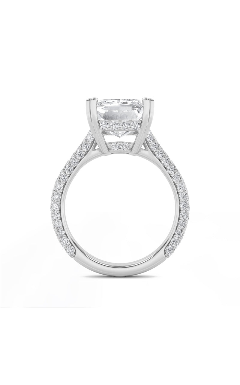 8Cttw Emerald Shaped Lab Grown Diamond (F/VS) Bold Accented Engagement Ring in 14K Gold