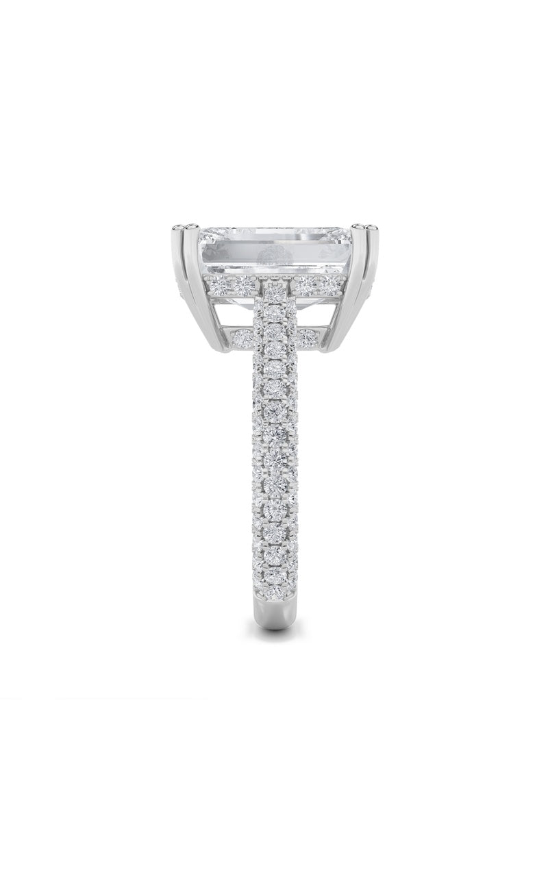 8Cttw Emerald Shaped Lab Grown Diamond (F/VS) Bold Accented Engagement Ring in 14K Gold