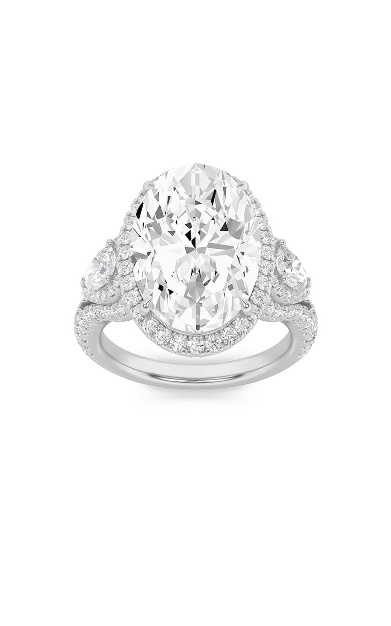 7.25Cttw Oval Shaped Lab Grown Diamond (F/VS) Bold Accented Engagement Ring in 14K Gold