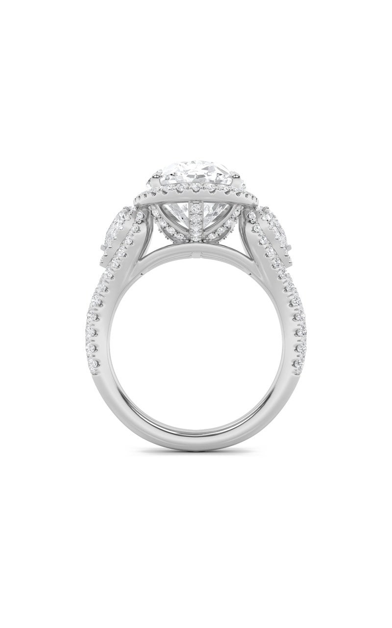 7.25Cttw Oval Shaped Lab Grown Diamond (F/VS) Bold Accented Engagement Ring in 14K Gold