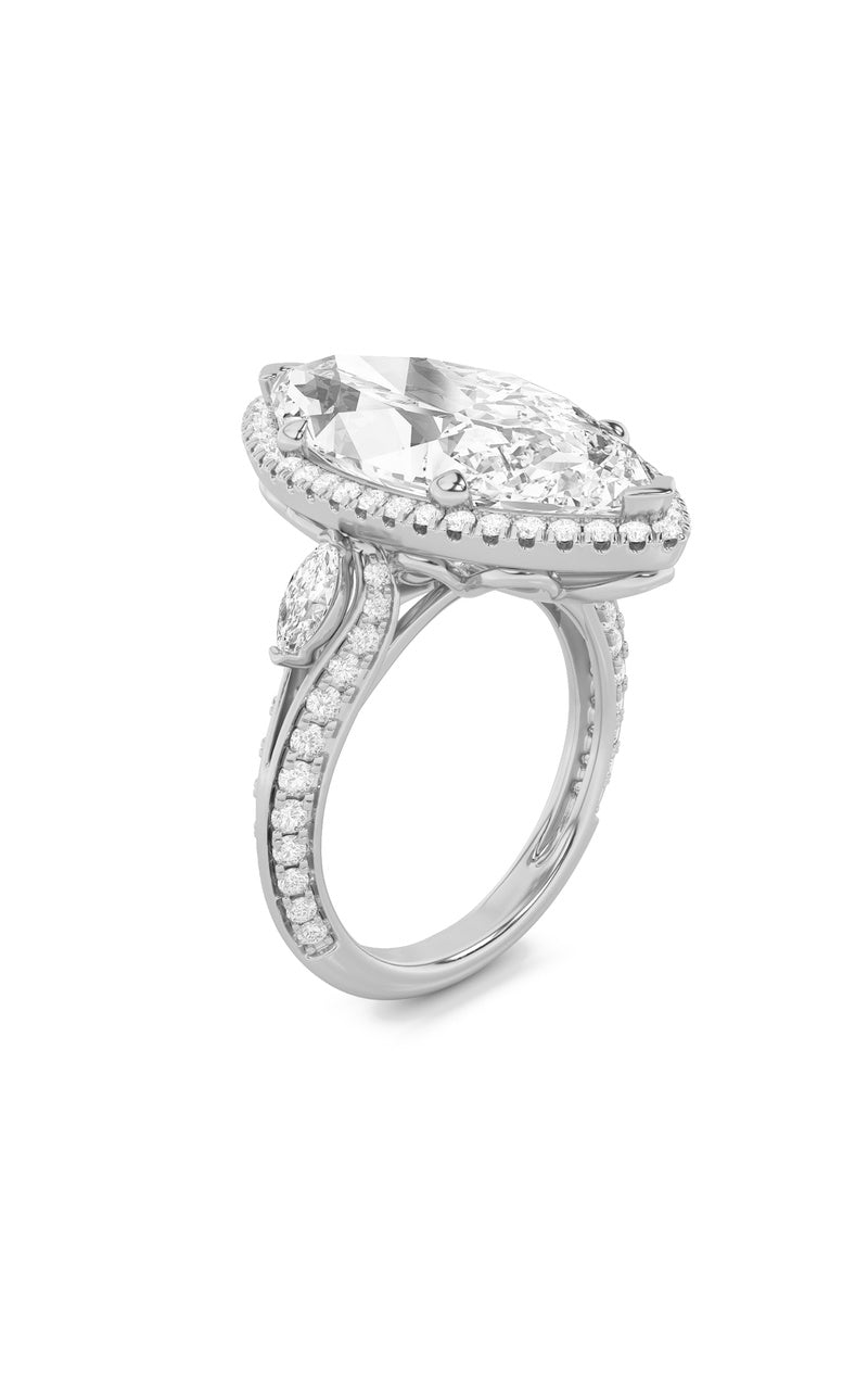 9Cttw Marquise Shaped Lab Grown Diamond (F/VS) Bold Statement Accented  Ring in 14K Gold
