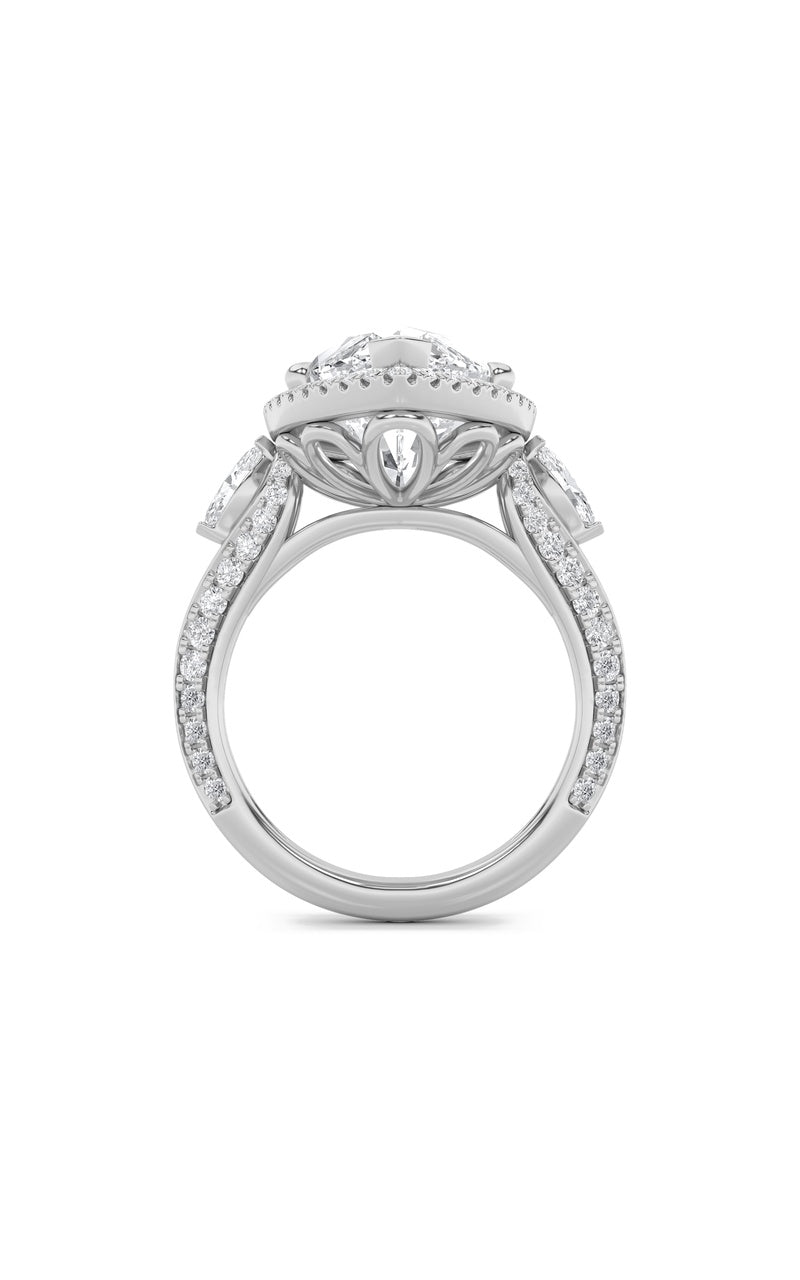 9Cttw Marquise Shaped Lab Grown Diamond (F/VS) Bold Statement Accented  Ring in 14K Gold