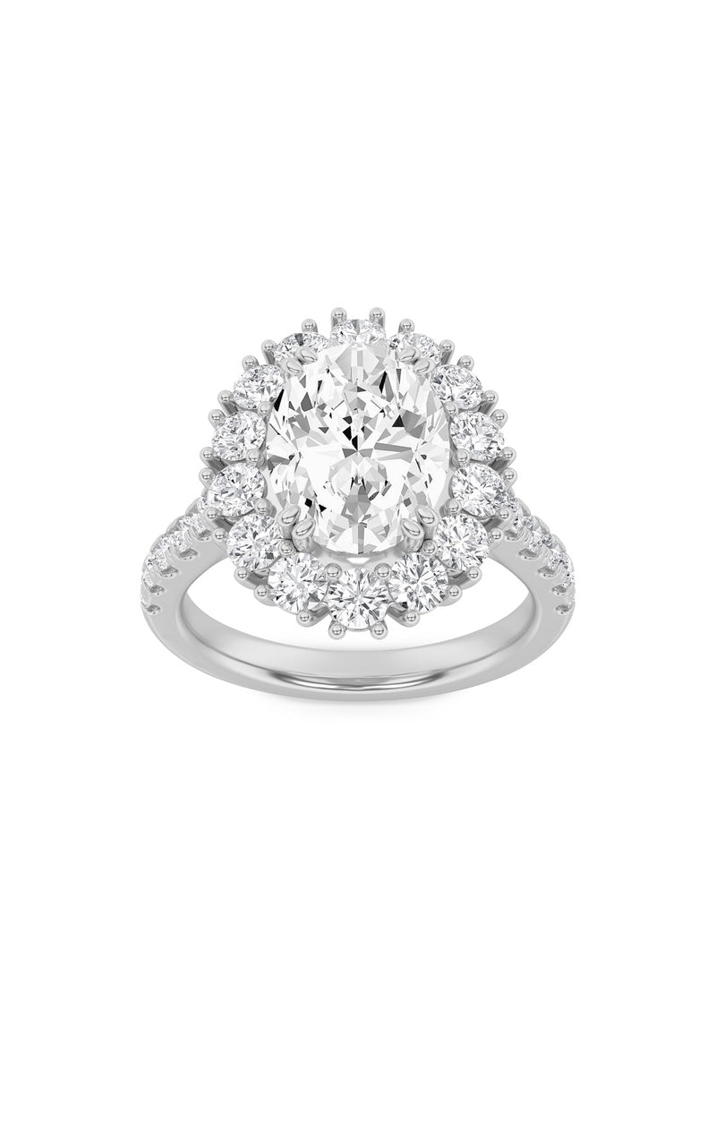 4Cttw Oval Shaped Lab Grown Diamond (F/VS) Bold Classic Engagement Ring in 14K Gold