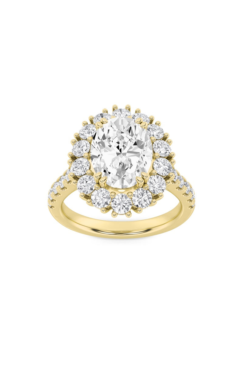4Cttw Oval Shaped Lab Grown Diamond (F/VS) Bold Classic Engagement Ring in 14K Gold