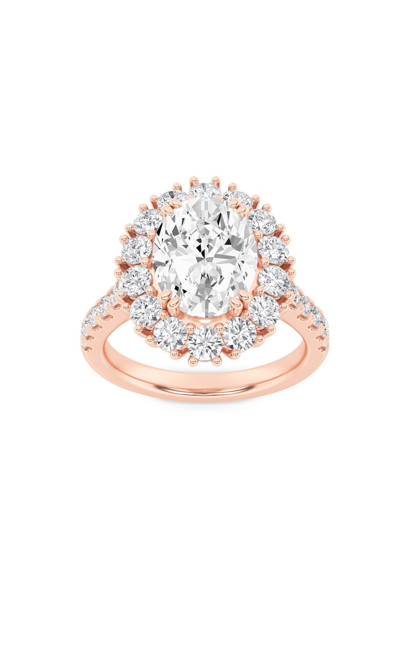 4Cttw Oval Shaped Lab Grown Diamond (F/VS) Bold Classic Engagement Ring in 14K Gold