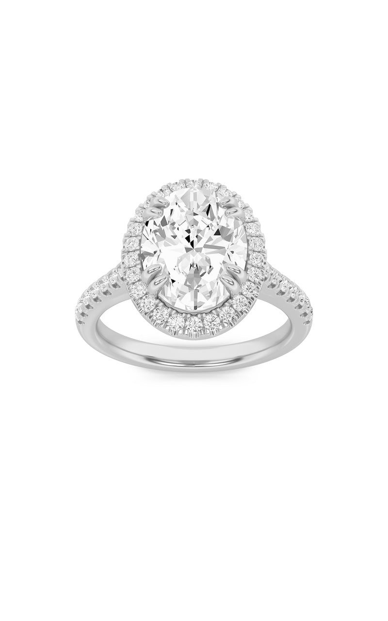 2.5Cttw Emerald Shaped Lab Grown Diamond (F/VS) Halo Accented Engagement Ring in 14K Gold