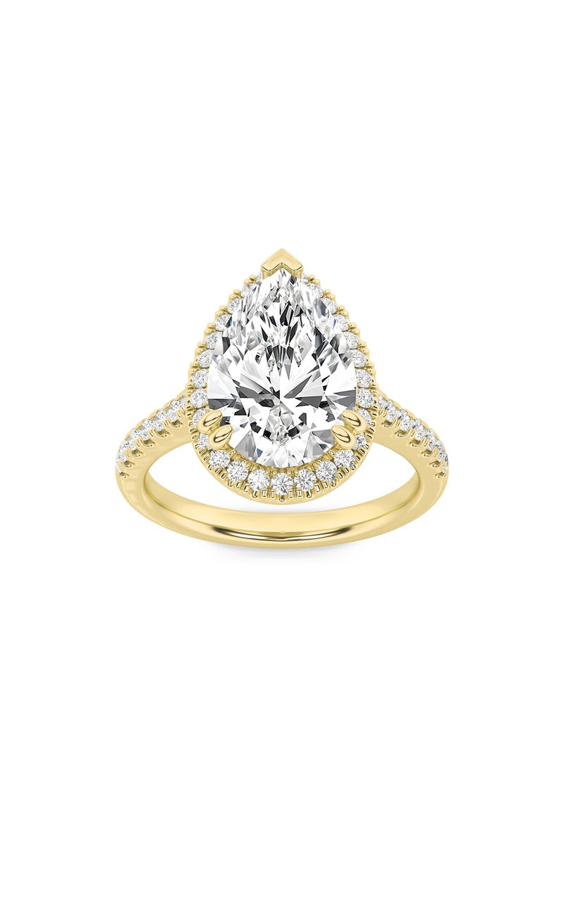 2.5Cttw Emerald Shaped Lab Grown Diamond (F/VS) Halo Accented Engagement Ring in 14K Gold