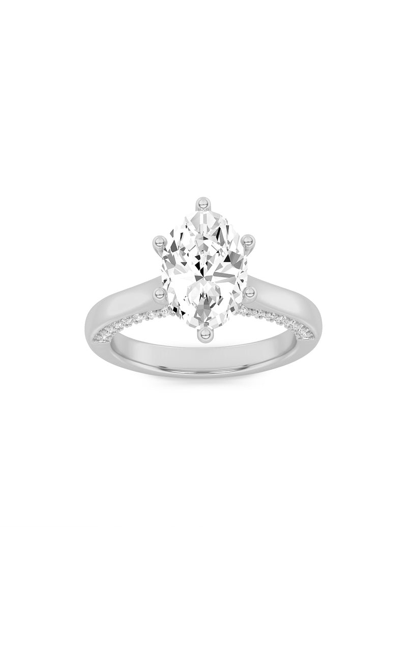 1.25Cttw Oval Shaped Lab Grown Diamond (F/VS) Tulip Motif Accented Engagement Ring in 14K Gold