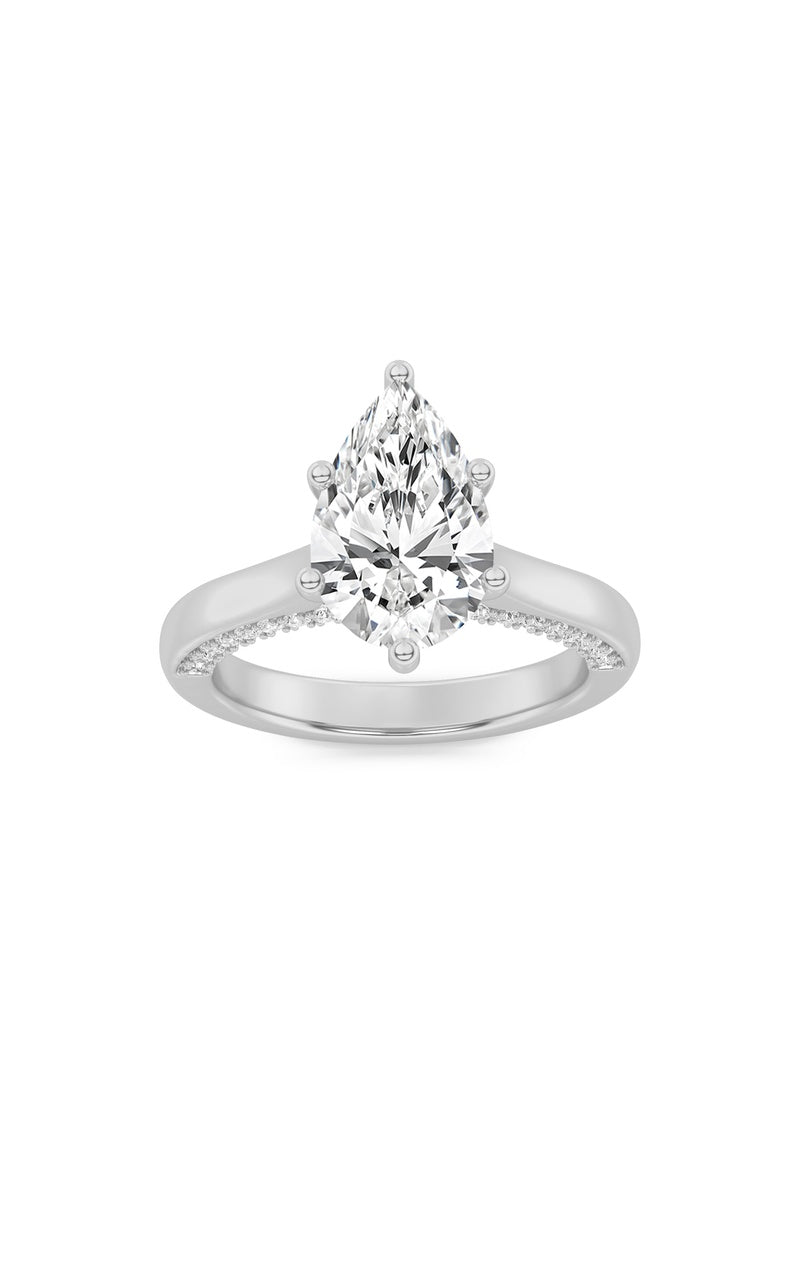 1.25Cttw Oval Shaped Lab Grown Diamond (F/VS) Tulip Motif Accented Engagement Ring in 14K Gold