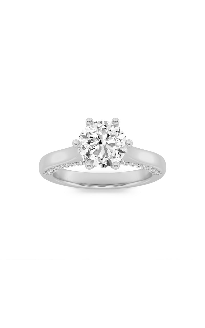 1.25Cttw Oval Shaped Lab Grown Diamond (F/VS) Tulip Motif Accented Engagement Ring in 14K Gold