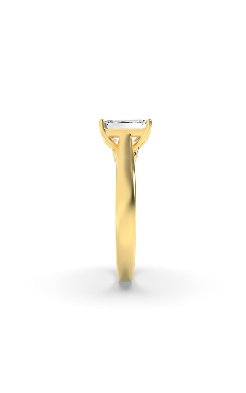 2Cttw Emerald Shaped Lab Grown Diamond (F/VS) Accented Bridge Shank Engagement Ring in 14K Gold