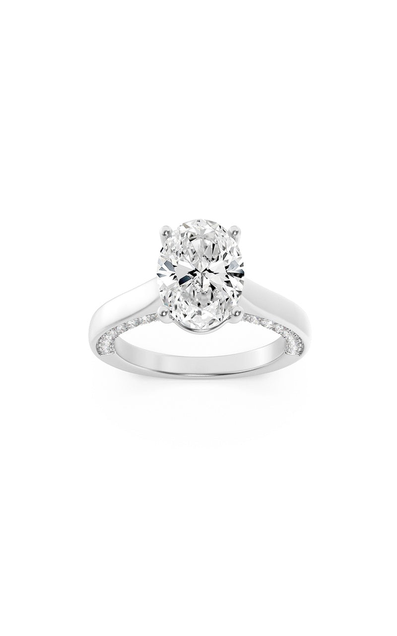 2Cttw Oval Shaped Lab Grown Diamond (F/VS) Accented Bridge Shank Engagement Ring in 14K Gold