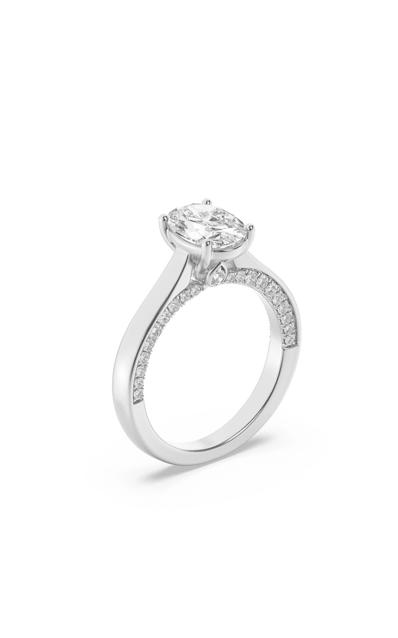 2Cttw Oval Shaped Lab Grown Diamond (F/VS) Accented Bridge Shank Engagement Ring in 14K Gold