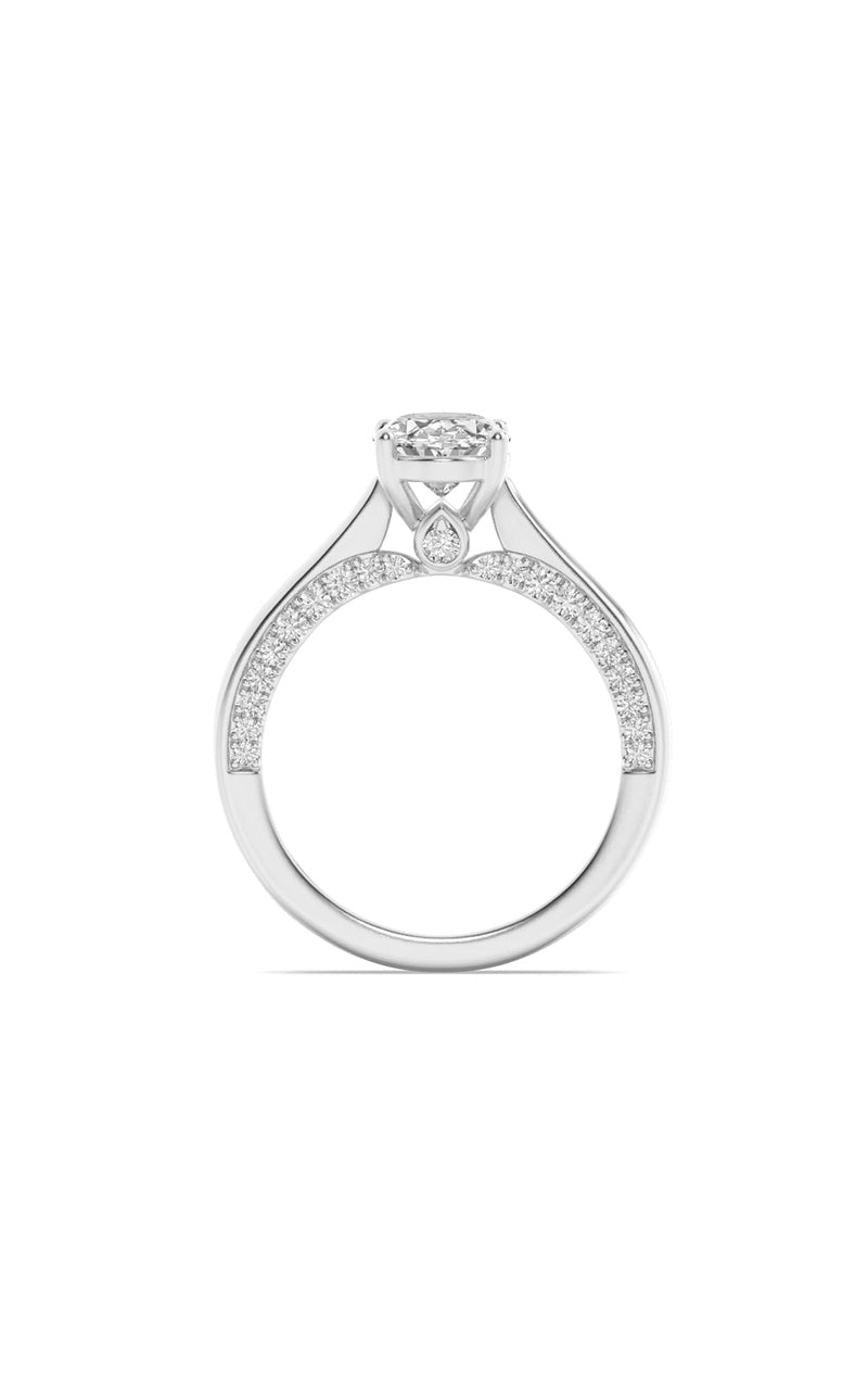 2Cttw Oval Shaped Lab Grown Diamond (F/VS) Accented Bridge Shank Engagement Ring in 14K Gold