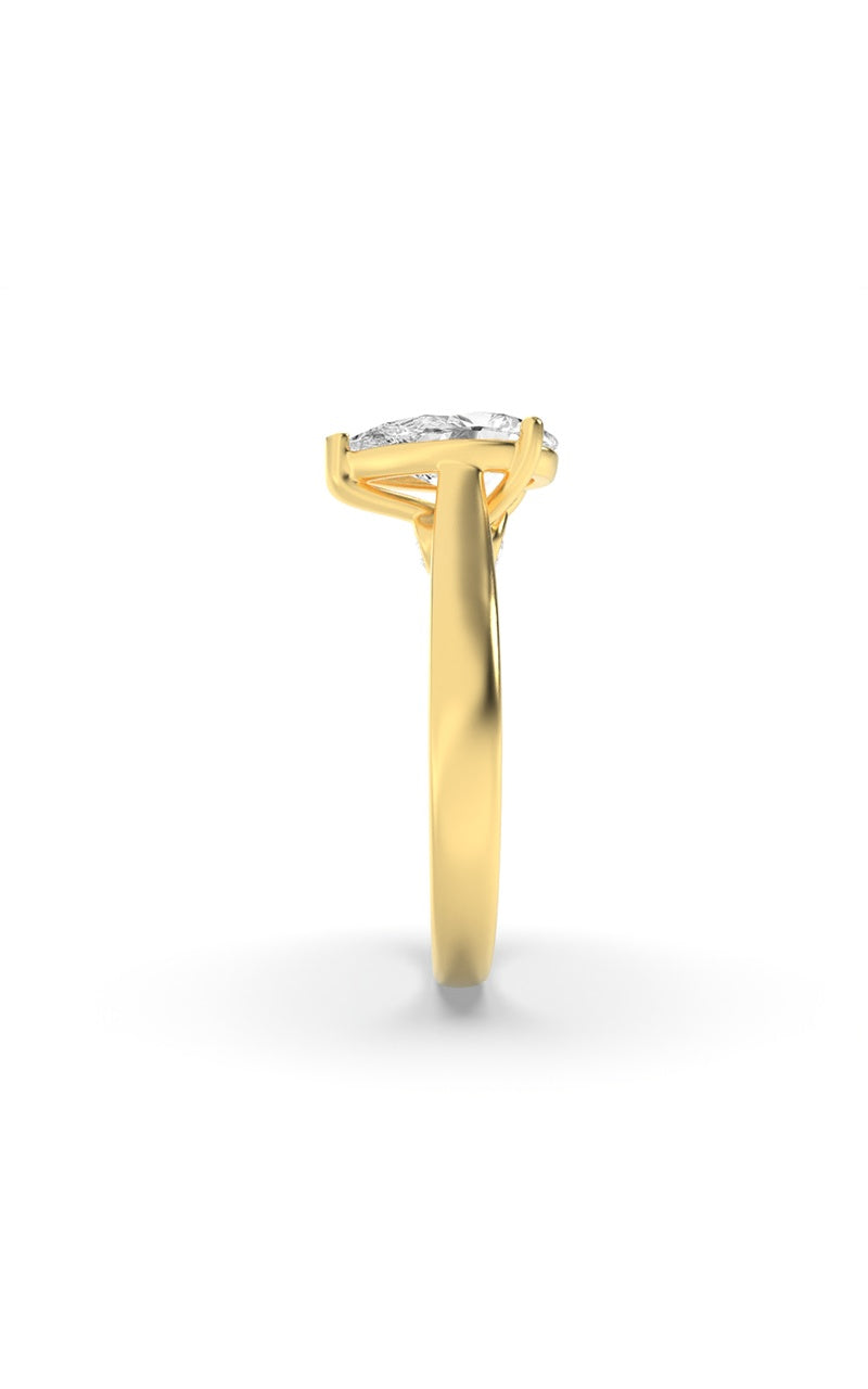 2Cttw Pear Shaped Lab Grown Diamond (F/VS) Accented Bridge Shank Engagement Ring in 14K Gold