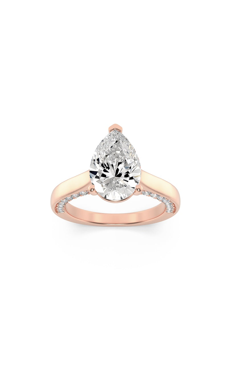 2Cttw Pear Shaped Lab Grown Diamond (F/VS) Accented Bridge Shank Engagement Ring in 14K Gold