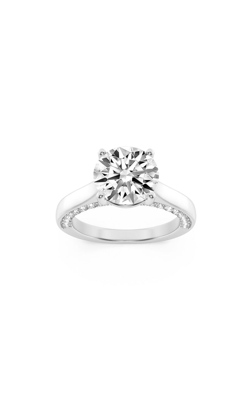 2Cttw Round Shaped Lab Grown Diamond (F/VS) Accented Bridge Shank Engagement Ring in 14K Gold