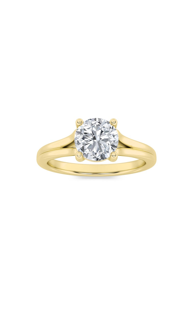 1Cttw Round Shaped Lab Grown Diamond (F/VS) Split Shank Solitaire Engagement Ring in 14K Gold