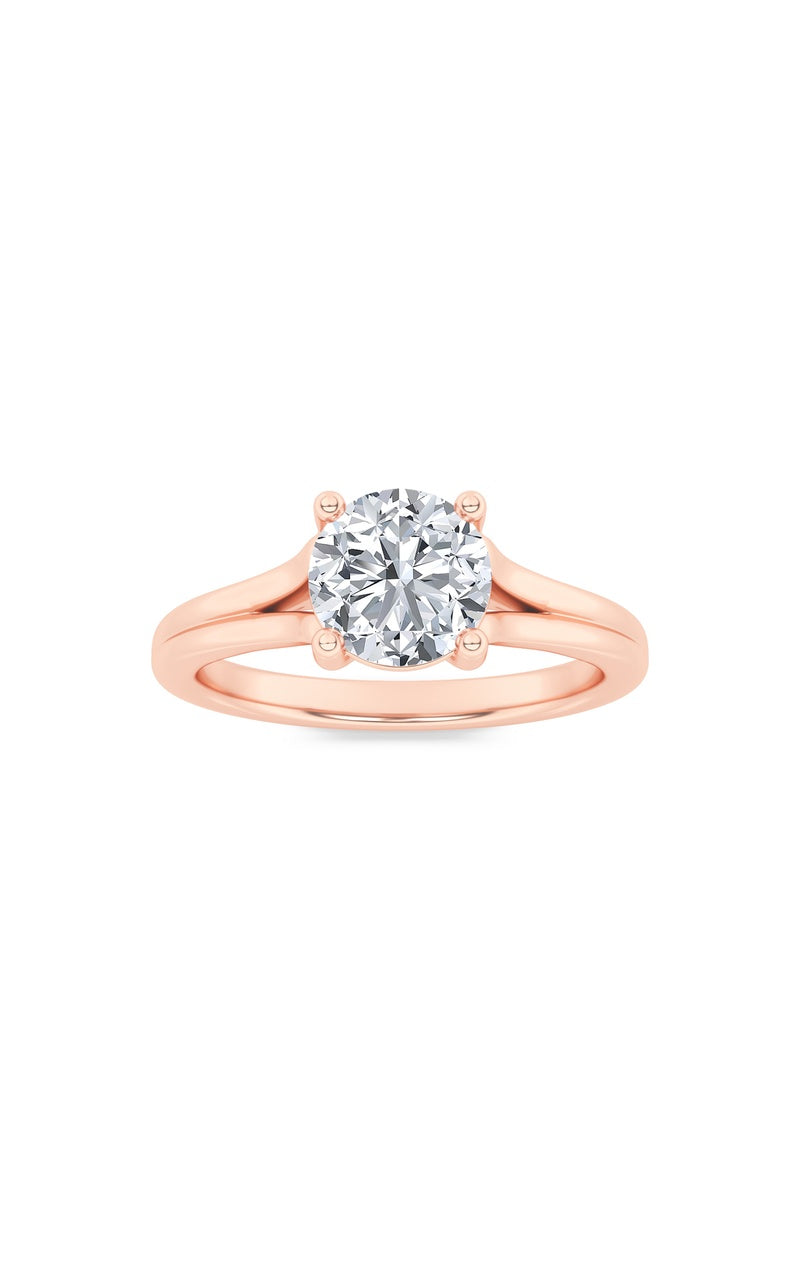1Cttw Round Shaped Lab Grown Diamond (F/VS) Split Shank Solitaire Engagement Ring in 14K Gold