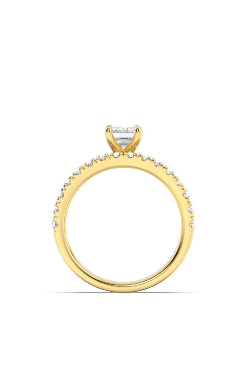 2Cttw Emerald Shaped Lab Grown Diamond (F/VS) Classic Accented  Set With Band and Engagement Ring in 14K Gold