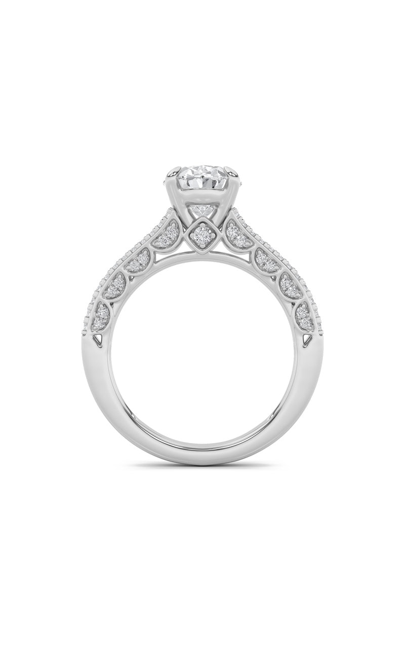 2Cttw Oval Shaped Lab Grown Diamond (F/VS) Split Shank Accented Engagement Ring in 14K Gold