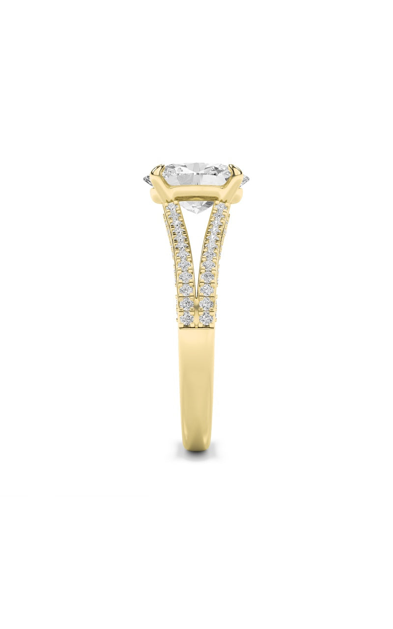 2Cttw Oval Shaped Lab Grown Diamond (F/VS) Split Shank Accented Engagement Ring in 14K Gold