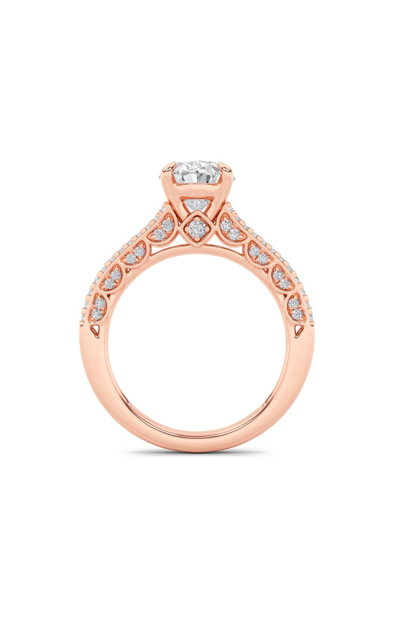 2Cttw Oval Shaped Lab Grown Diamond (F/VS) Split Shank Accented Engagement Ring in 14K Gold