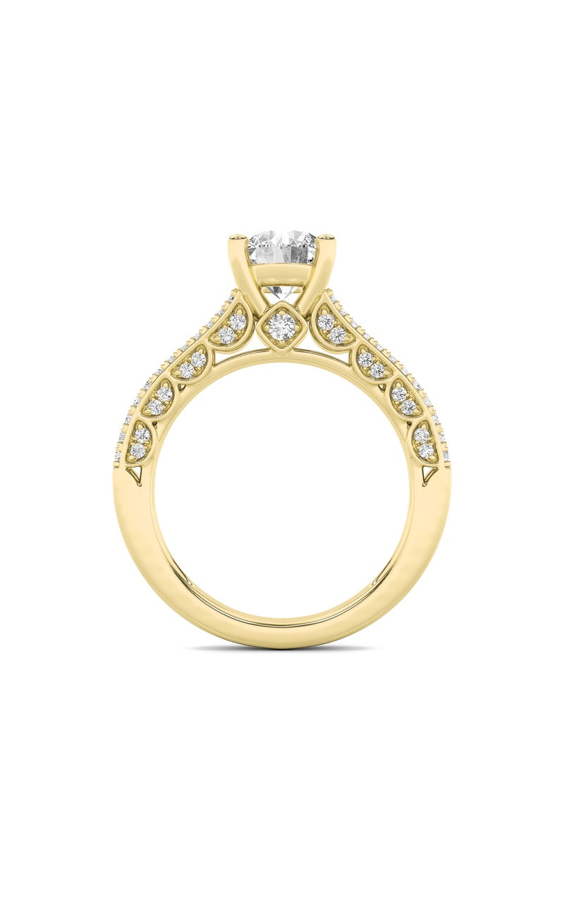 2Cttw Round Shaped Lab Grown Diamond (F/VS) Split Shank Accented Engagement Ring in 14K Gold