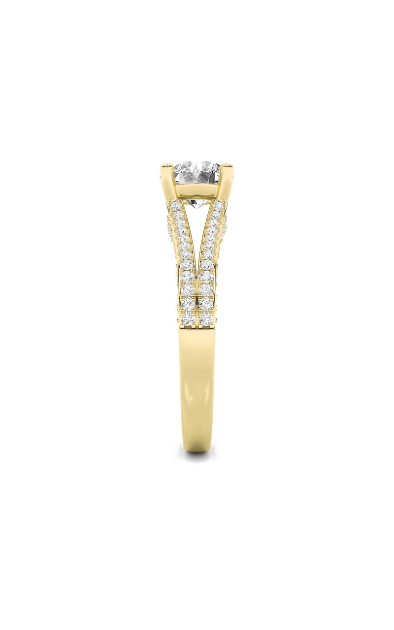 2Cttw Round Shaped Lab Grown Diamond (F/VS) Split Shank Accented Engagement Ring in 14K Gold